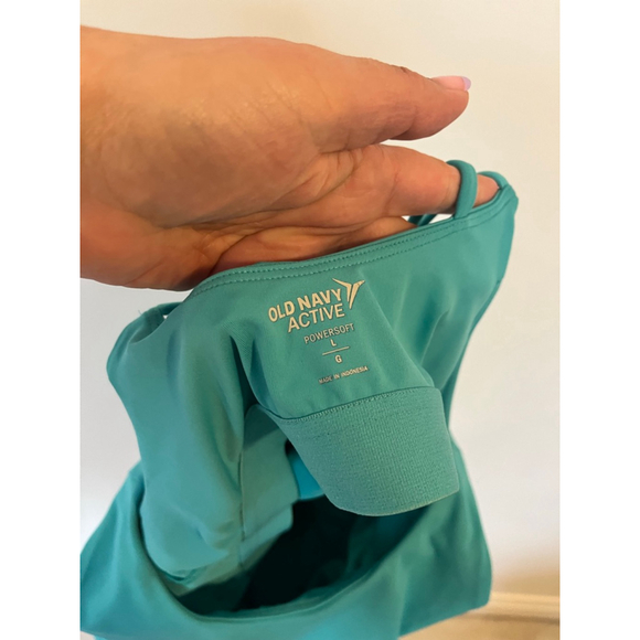 High Neck Teal Powersoft Workout Tank Shelf Bra Fitted Yoga Gym Athleisure - Picture 7 of 7